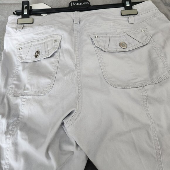 C13  Bling Cargo Pants w/ roll-up cuffs 6 Pockets Stretchy White House Black Mkt - Picture 4 of 11